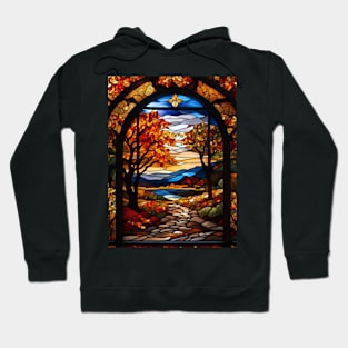 Stained Glass Window Of Autumn Scene Hoodie